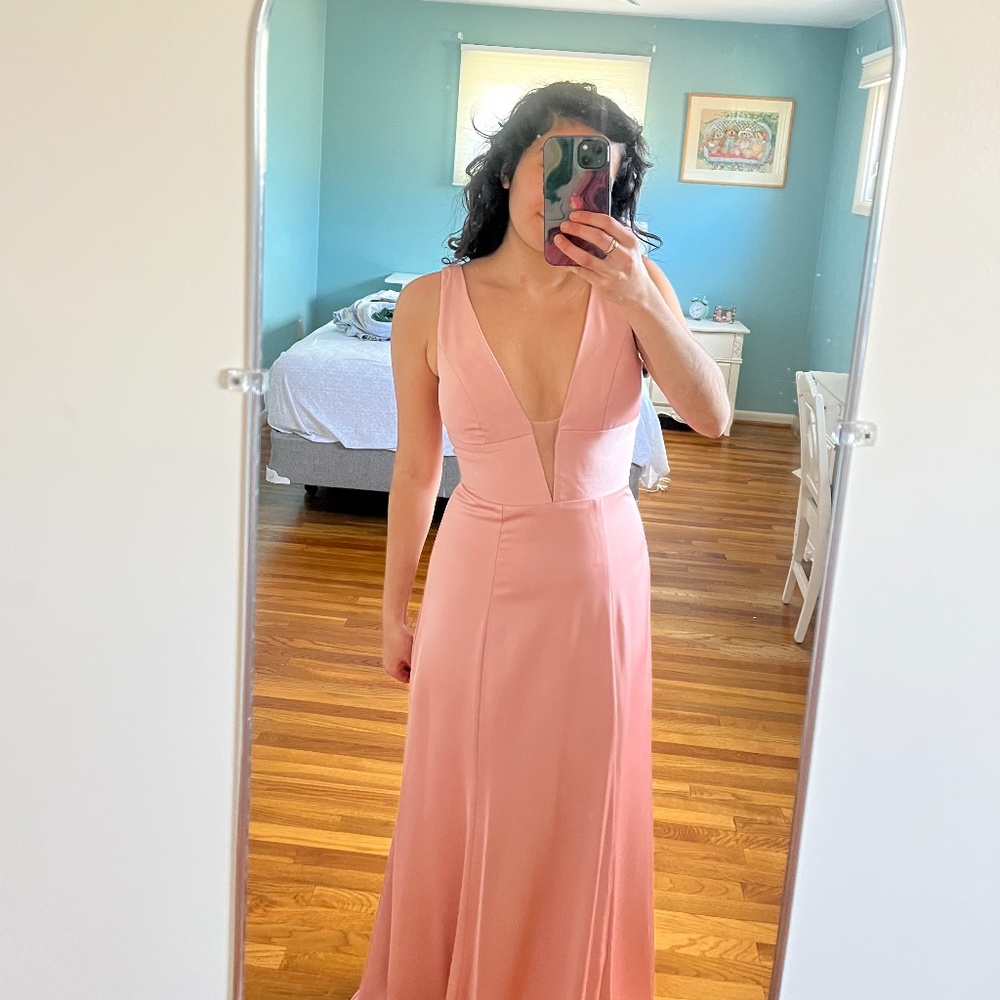 Brand New Rose V-neck Prom Long Dress
